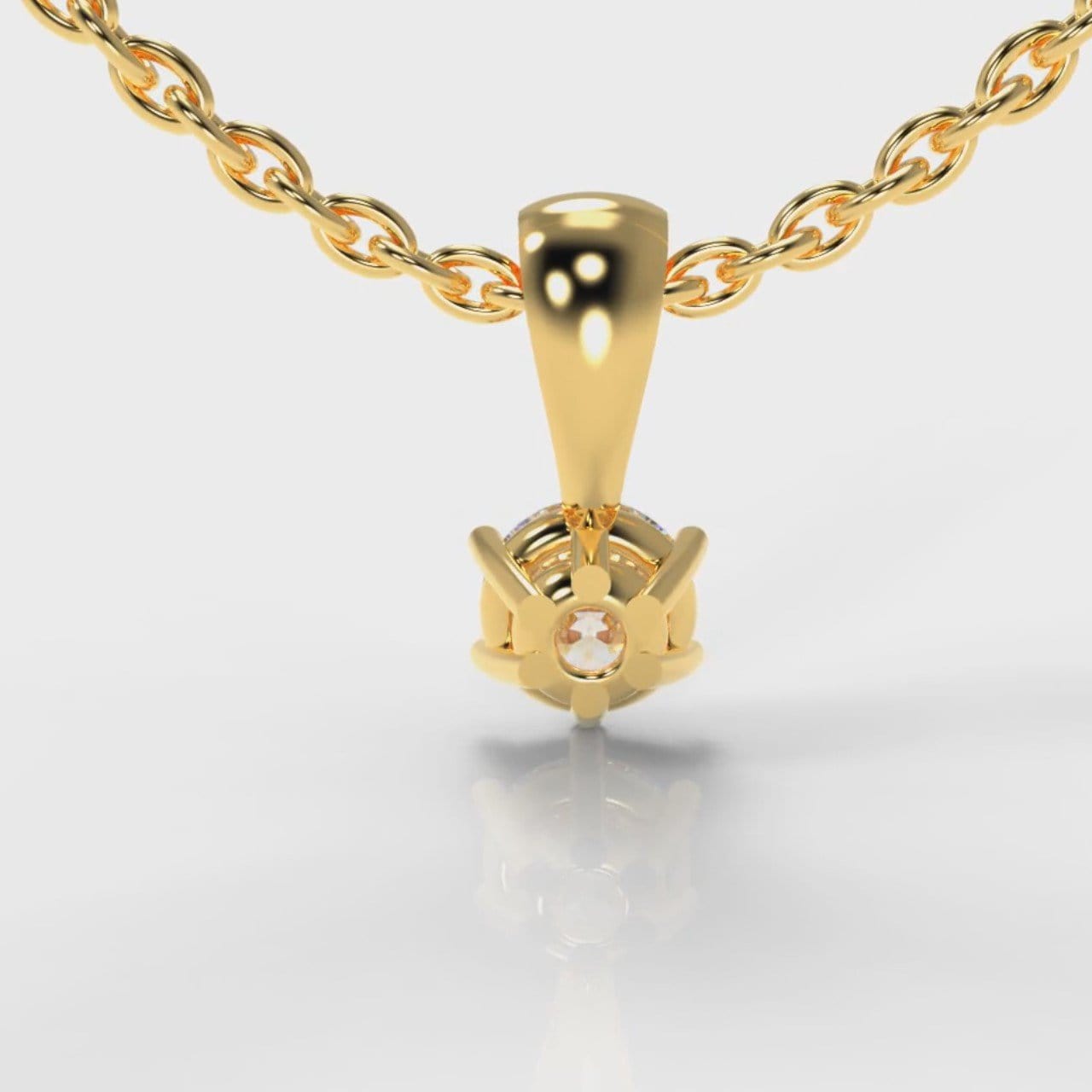 Six Claw Diamond Pendant (Lab Grown Diamond) - Yellow Gold