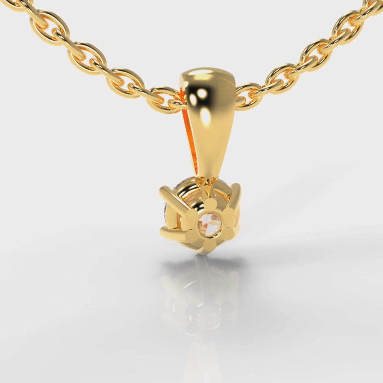 Six Claw Diamond Pendant (Lab Grown Diamond) - Yellow Gold