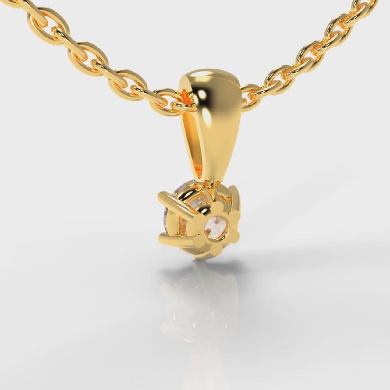 Six Claw Diamond Pendant (Lab Grown Diamond) - Yellow Gold
