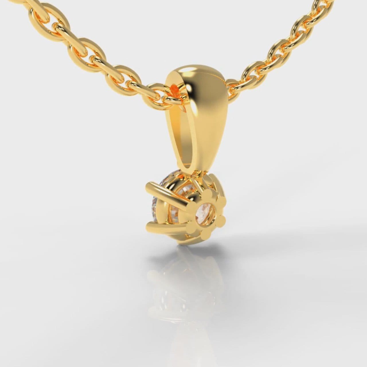 Six Claw Diamond Pendant (Lab Grown Diamond) - Yellow Gold