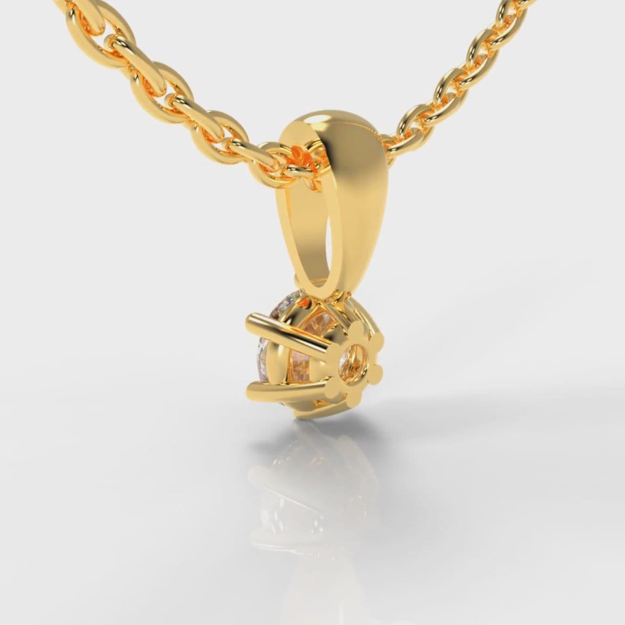 Six Claw Diamond Pendant (Lab Grown Diamond) - Yellow Gold