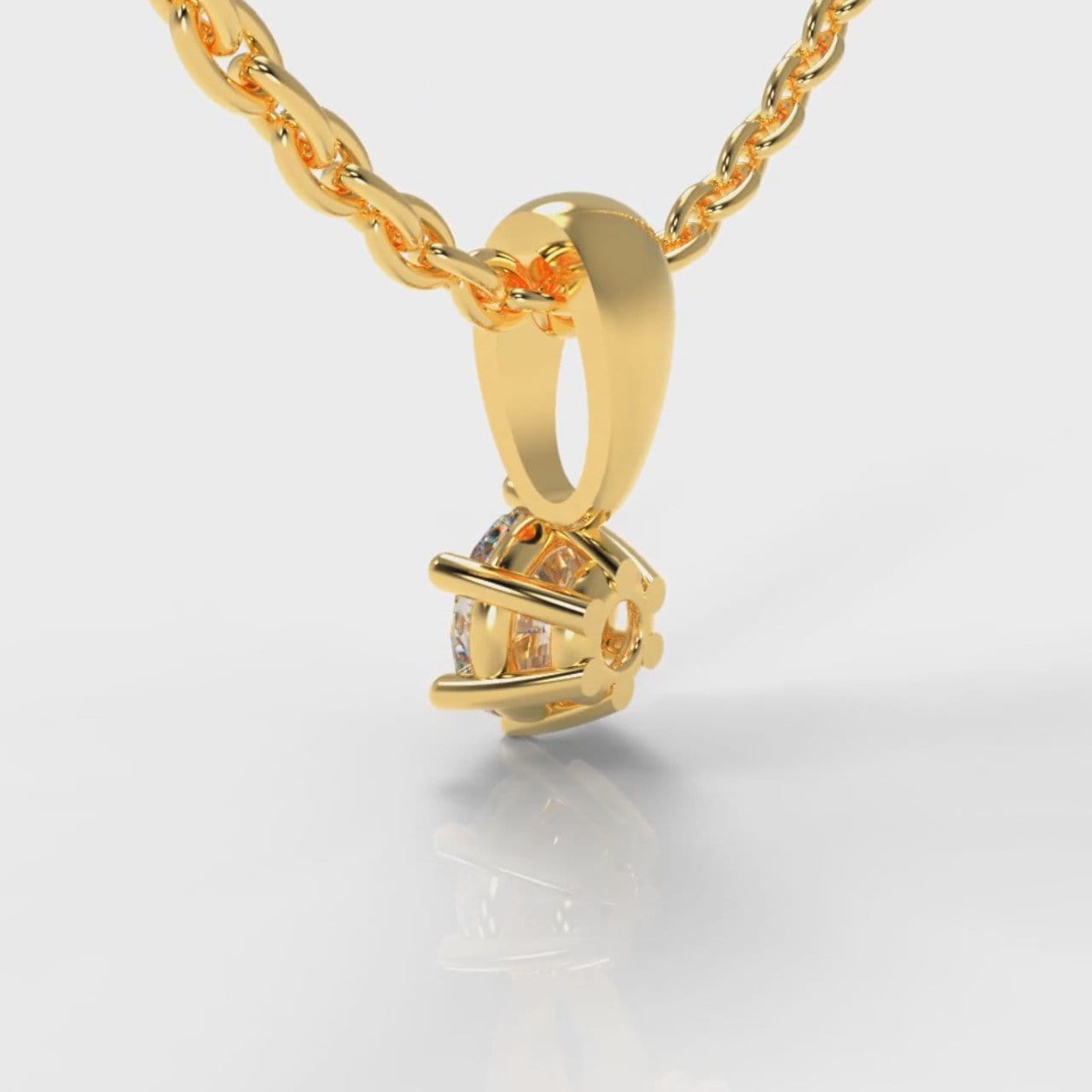 Six Claw Diamond Pendant (Lab Grown Diamond) - Yellow Gold