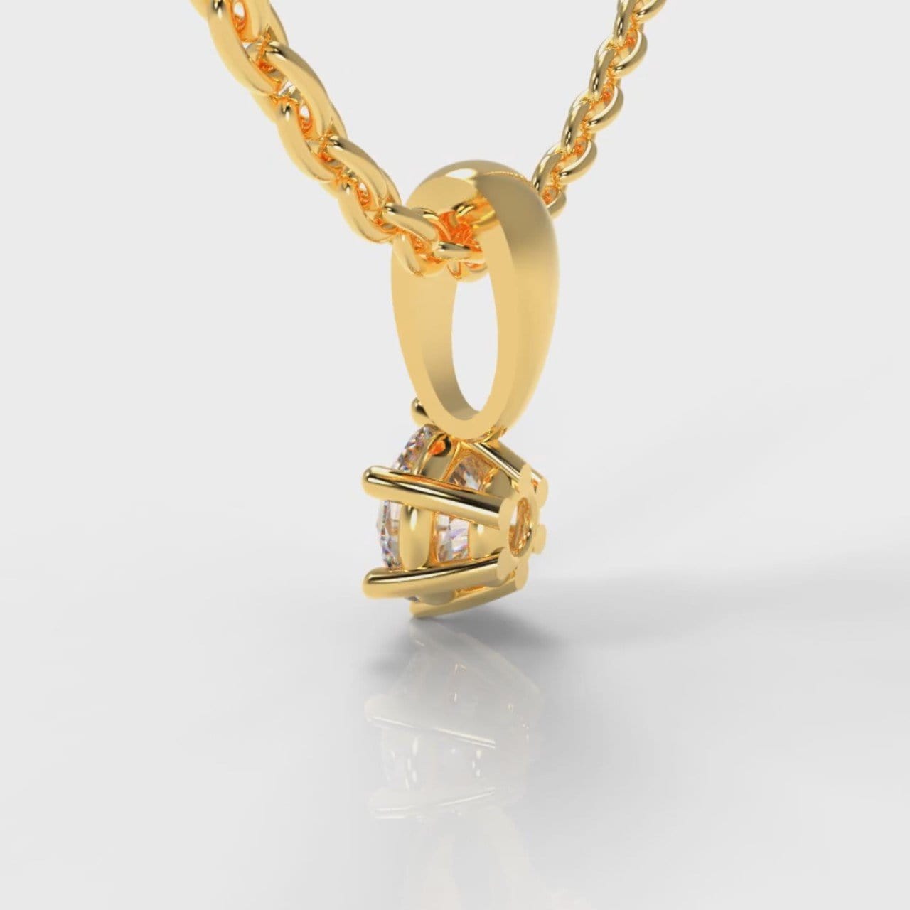 Six Claw Diamond Pendant (Lab Grown Diamond) - Yellow Gold