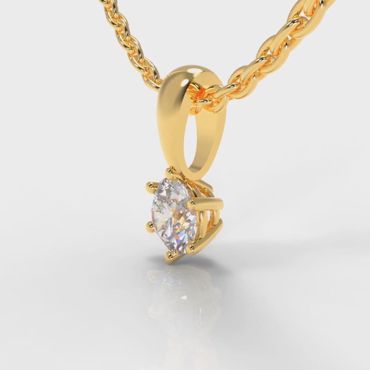 Six Claw Diamond Pendant (Lab Grown Diamond) - Yellow Gold
