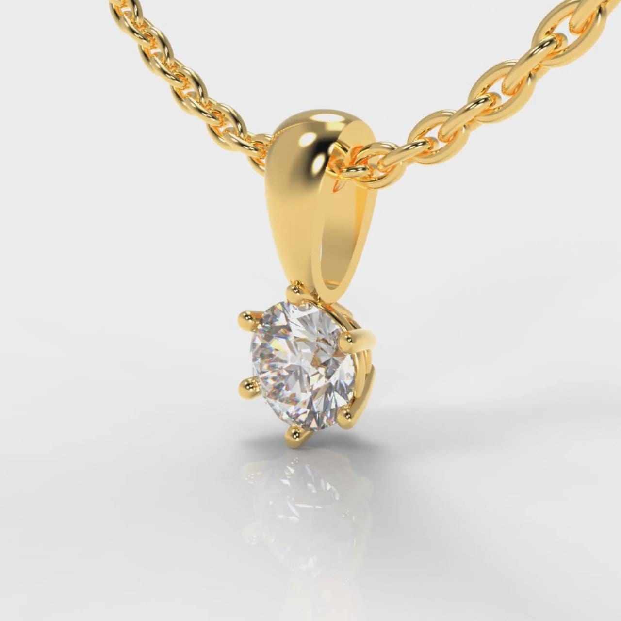 Six Claw Diamond Pendant (Lab Grown Diamond) - Yellow Gold