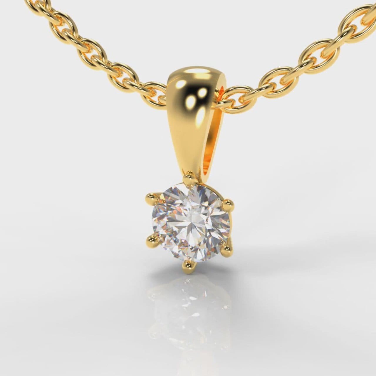 Six Claw Diamond Pendant (Lab Grown Diamond) - Yellow Gold