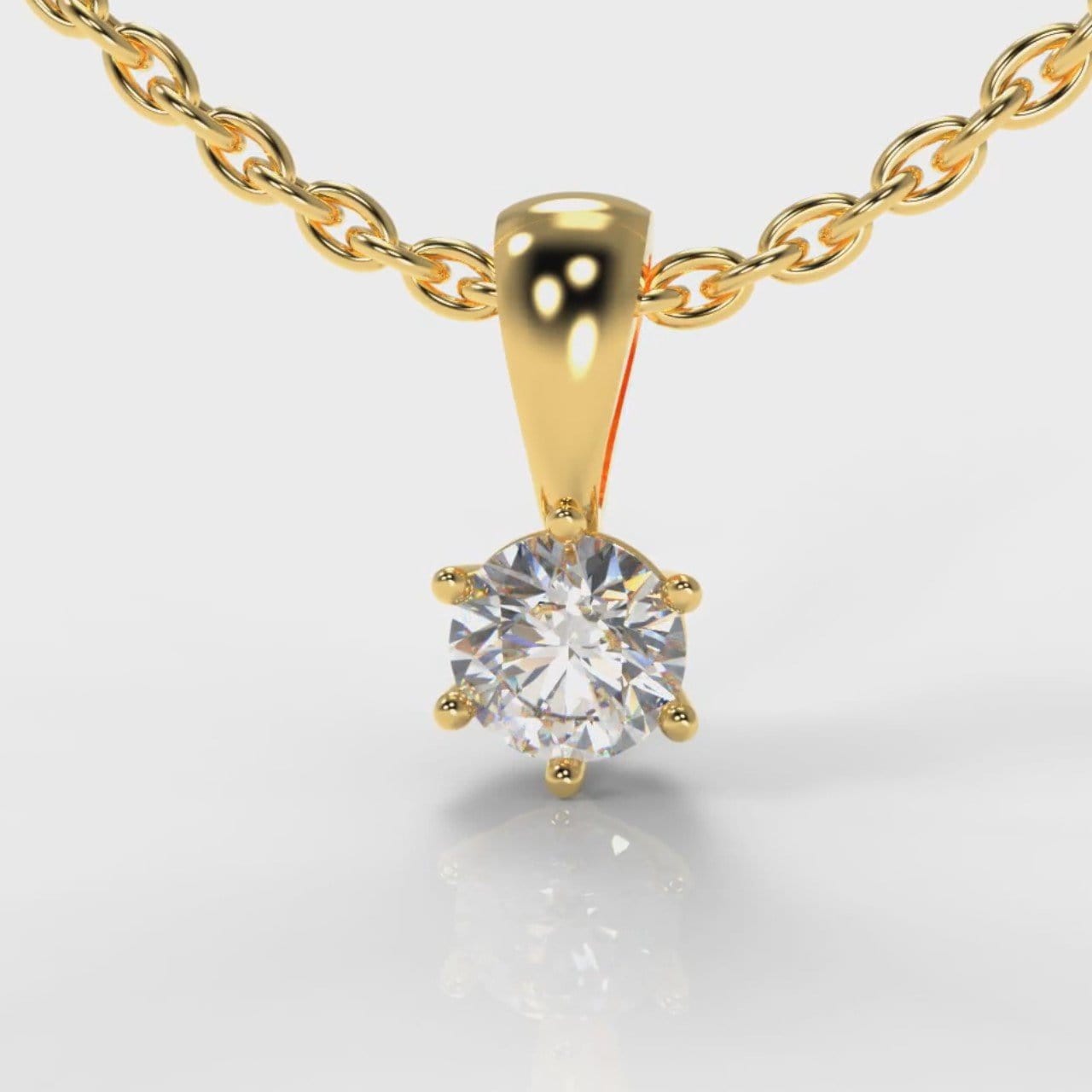 Six Claw Diamond Pendant (Lab Grown Diamond) - Yellow Gold