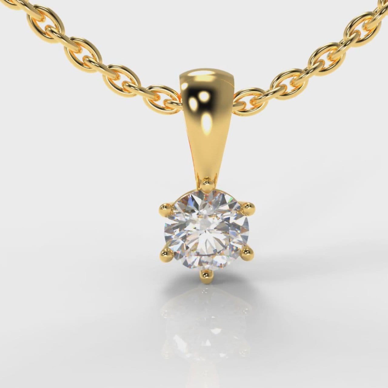 Six Claw Diamond Pendant (Lab Grown Diamond) - Yellow Gold