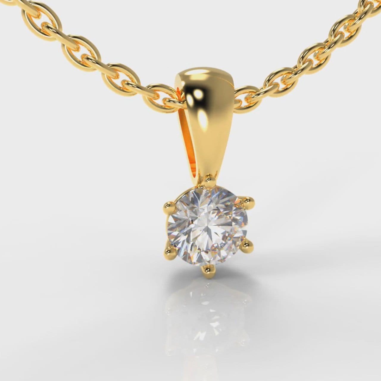 Six Claw Diamond Pendant (Lab Grown Diamond) - Yellow Gold