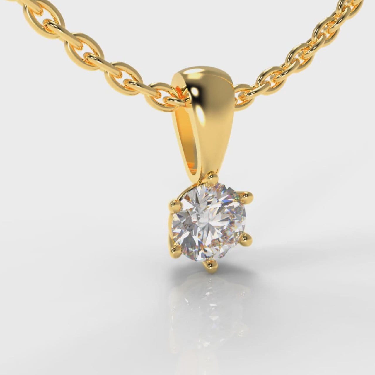 Six Claw Diamond Pendant (Lab Grown Diamond) - Yellow Gold