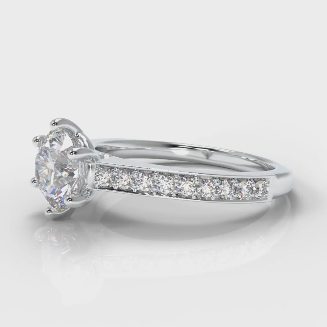 Star Pavé Round Brilliant Diamond Engagement Ring