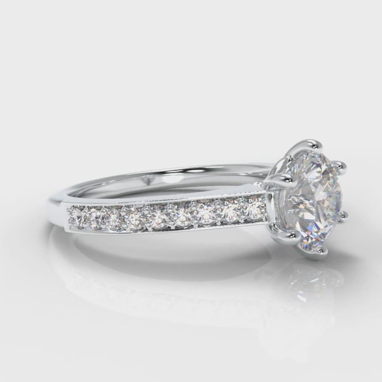 Star Pavé Round Brilliant Diamond Engagement Ring
