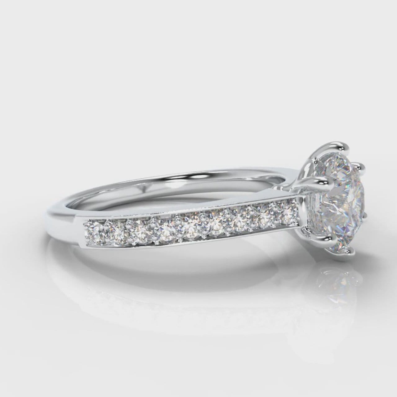 Star Pavé Round Brilliant Diamond Engagement Ring