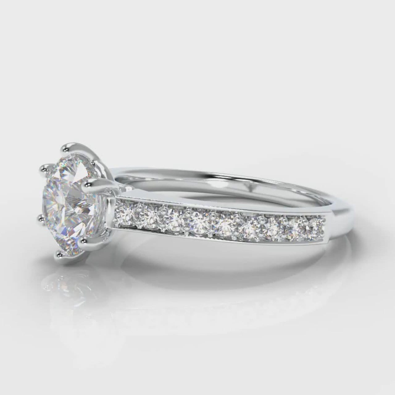 Star Pavé Round Brilliant Diamond Engagement Ring