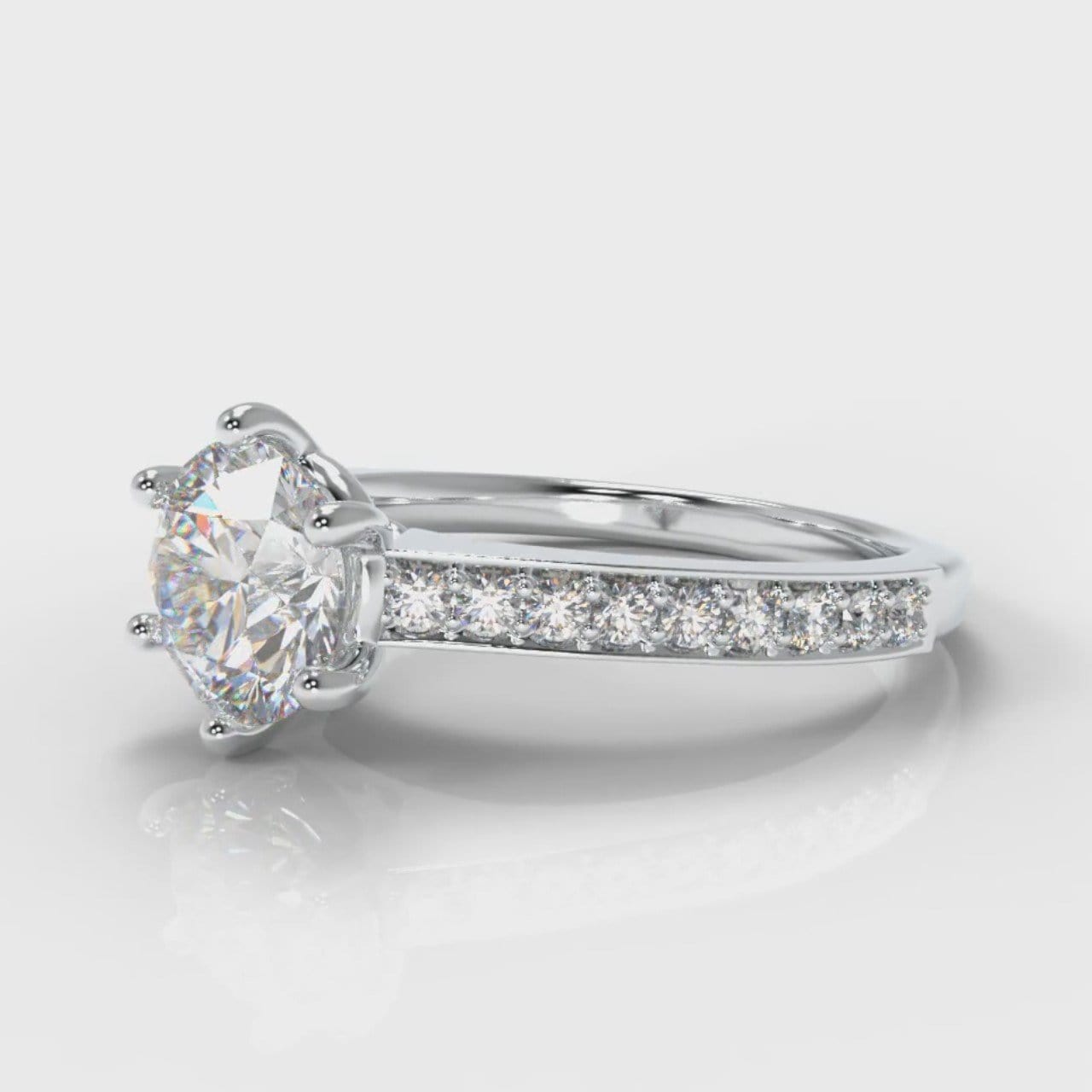 Star Pavé Round Brilliant Diamond Engagement Ring