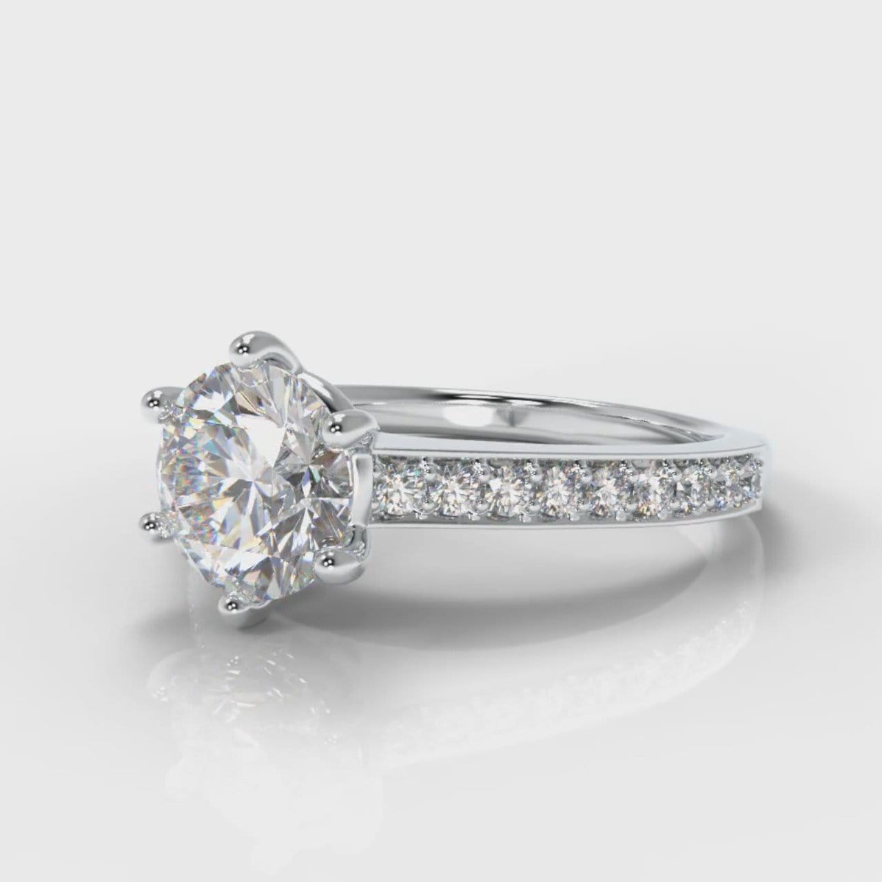 Star Pavé Round Brilliant Diamond Engagement Ring