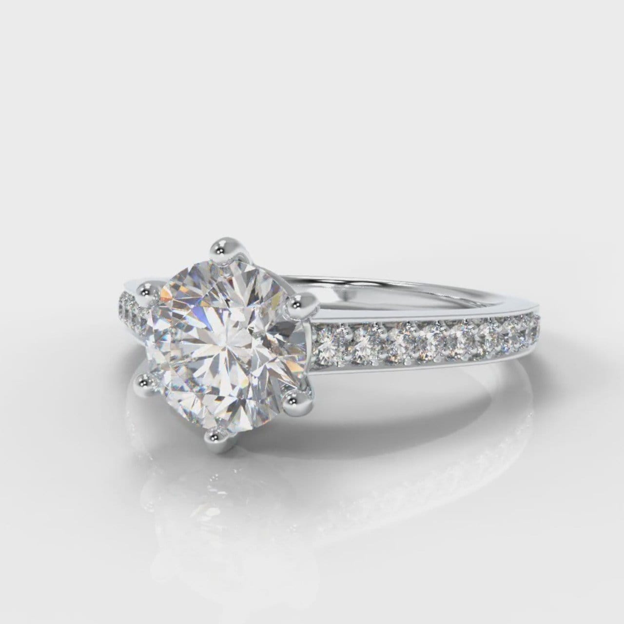 Star Pavé Round Brilliant Diamond Engagement Ring