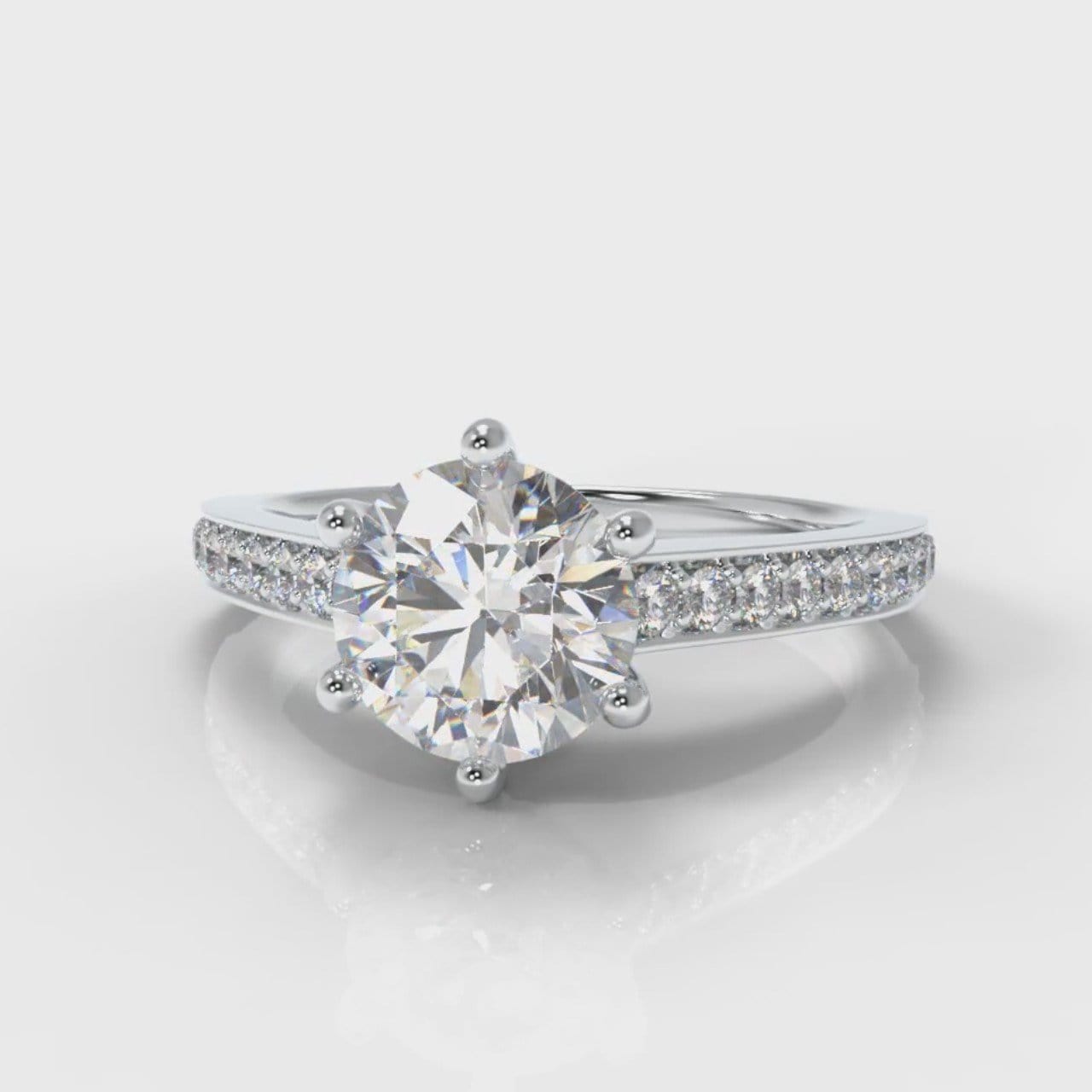 Star Pavé Round Brilliant Diamond Engagement Ring