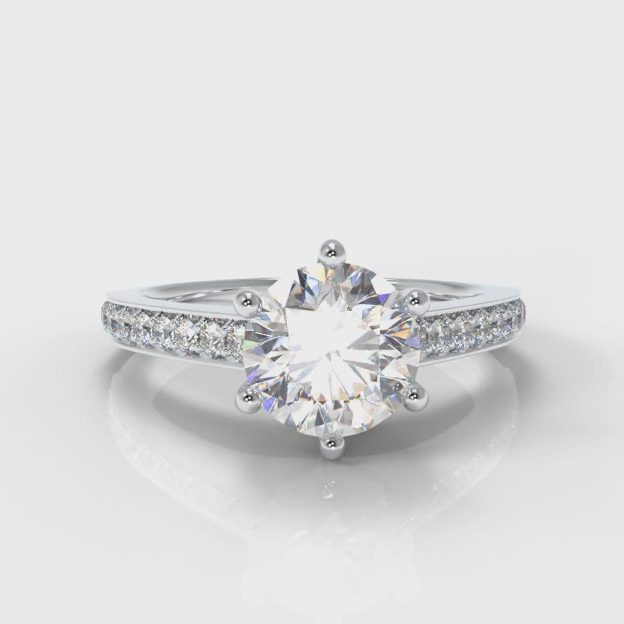 Star Pavé Round Brilliant Diamond Engagement Ring