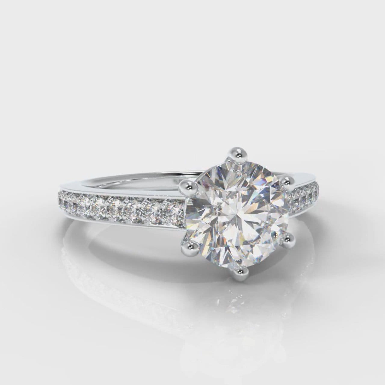 Star Pavé Round Brilliant Diamond Engagement Ring