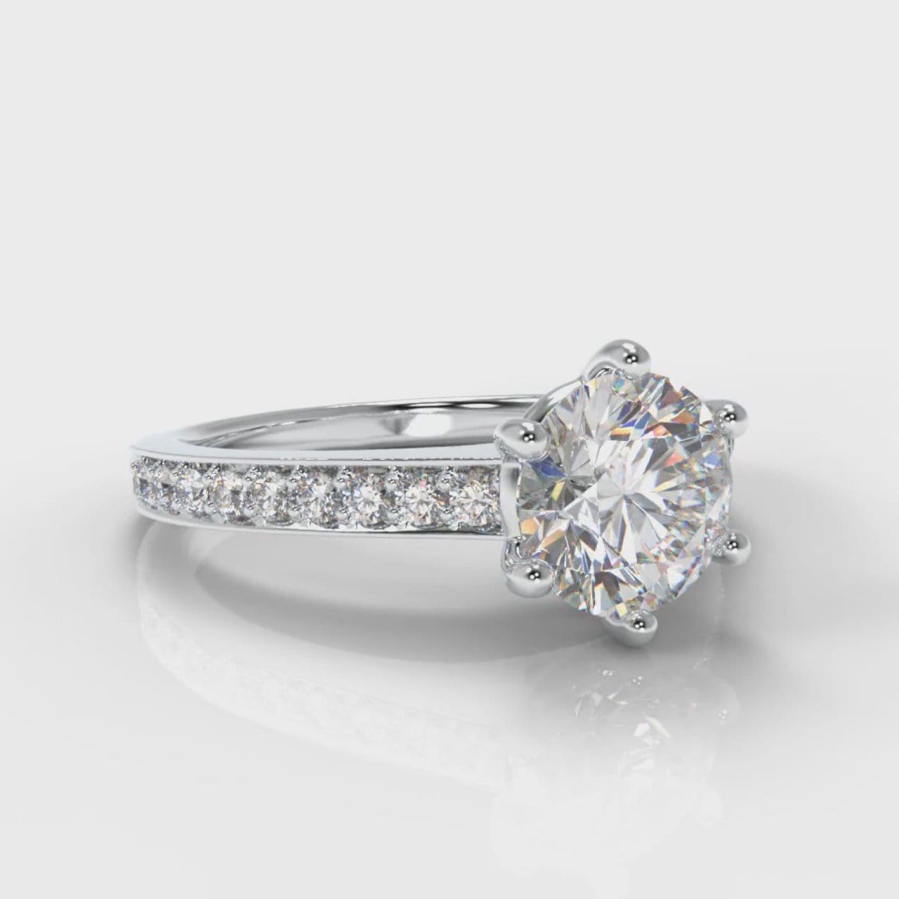 Star Pavé Round Brilliant Diamond Engagement Ring