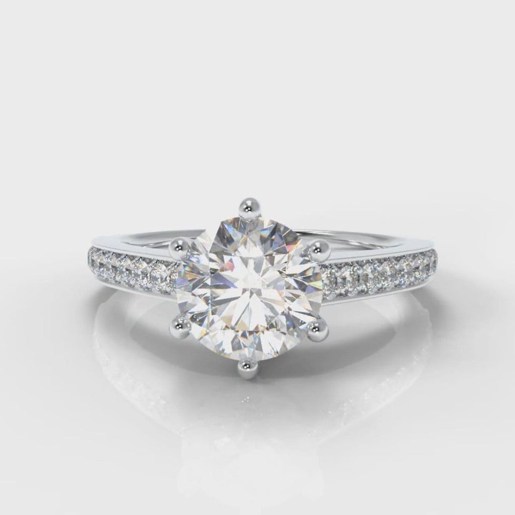Star Pavé Round Brilliant Diamond Engagement Ring