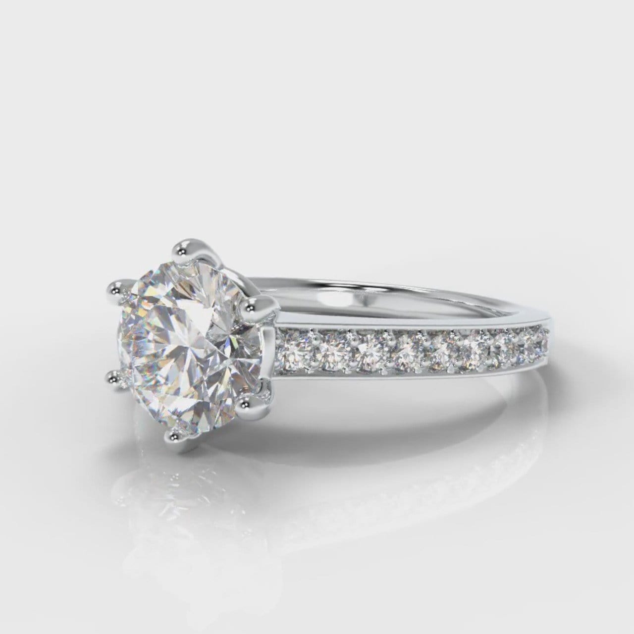 Star Pavé Round Brilliant Diamond Engagement Ring