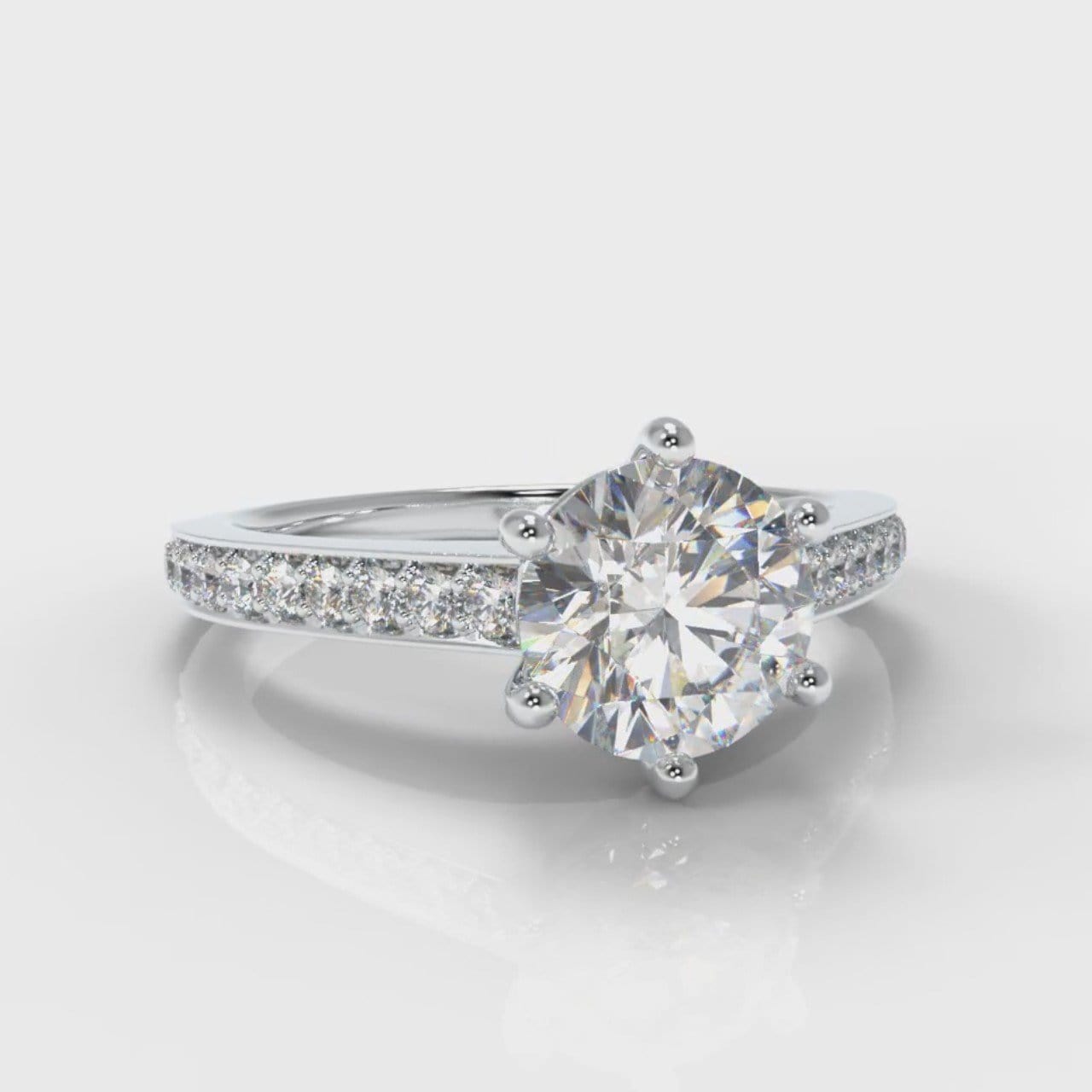 Star Pavé Round Brilliant Diamond Engagement Ring