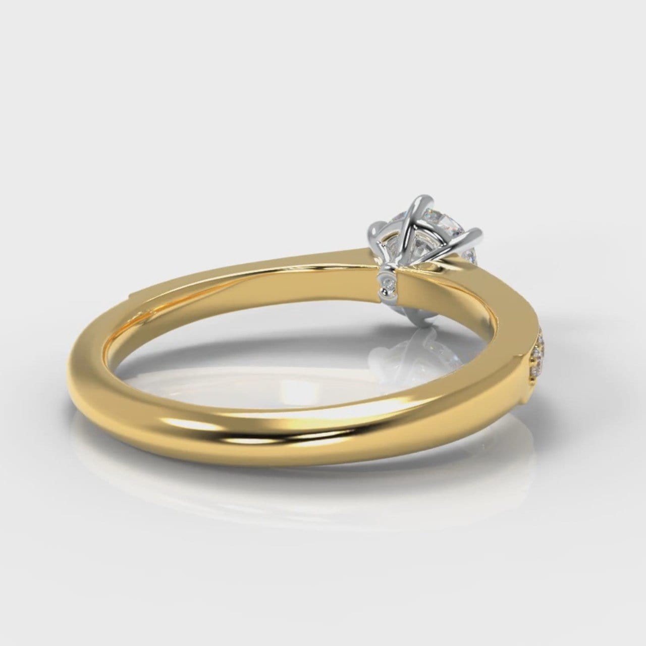 Star Pavé Round Brilliant Diamond Engagement Ring - Yellow Gold