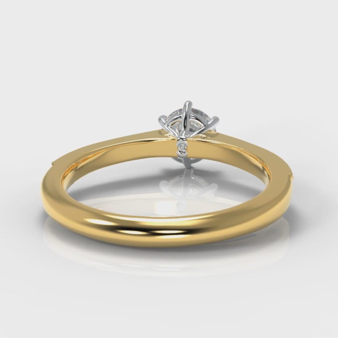 Star Pavé Round Brilliant Diamond Engagement Ring - Yellow Gold