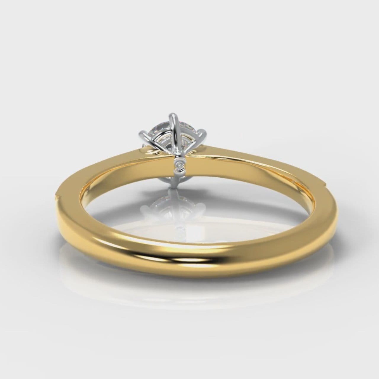 Star Pavé Round Brilliant Diamond Engagement Ring - Yellow Gold