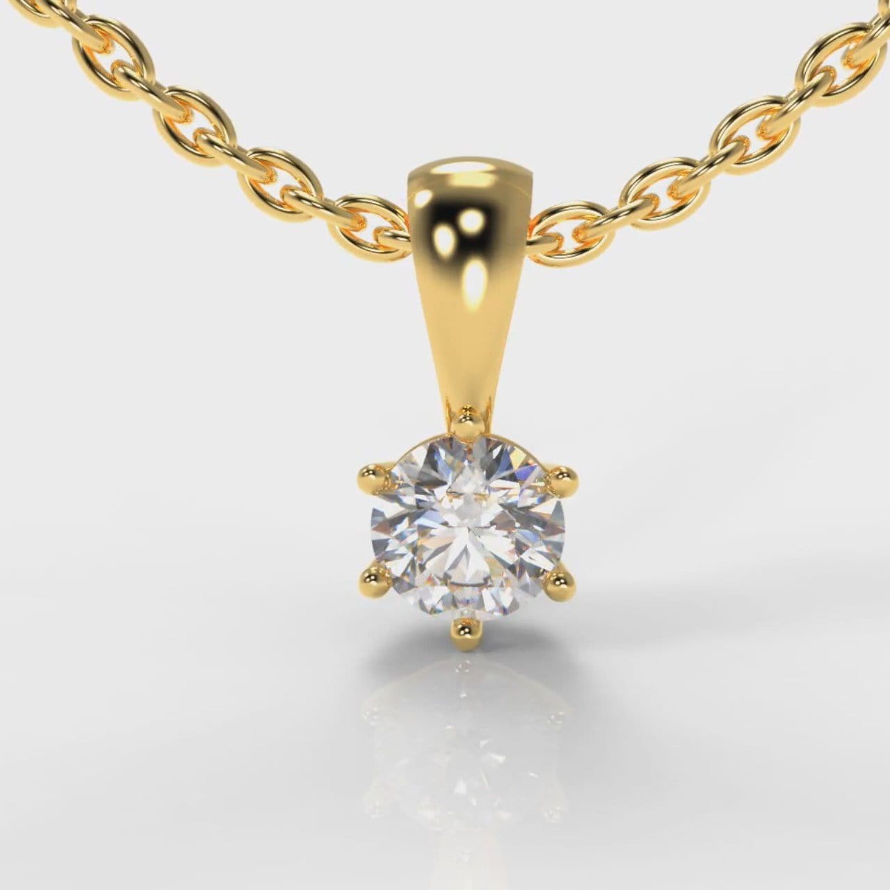 Six Claw Diamond Pendant (Lab Grown Diamond) - Yellow Gold