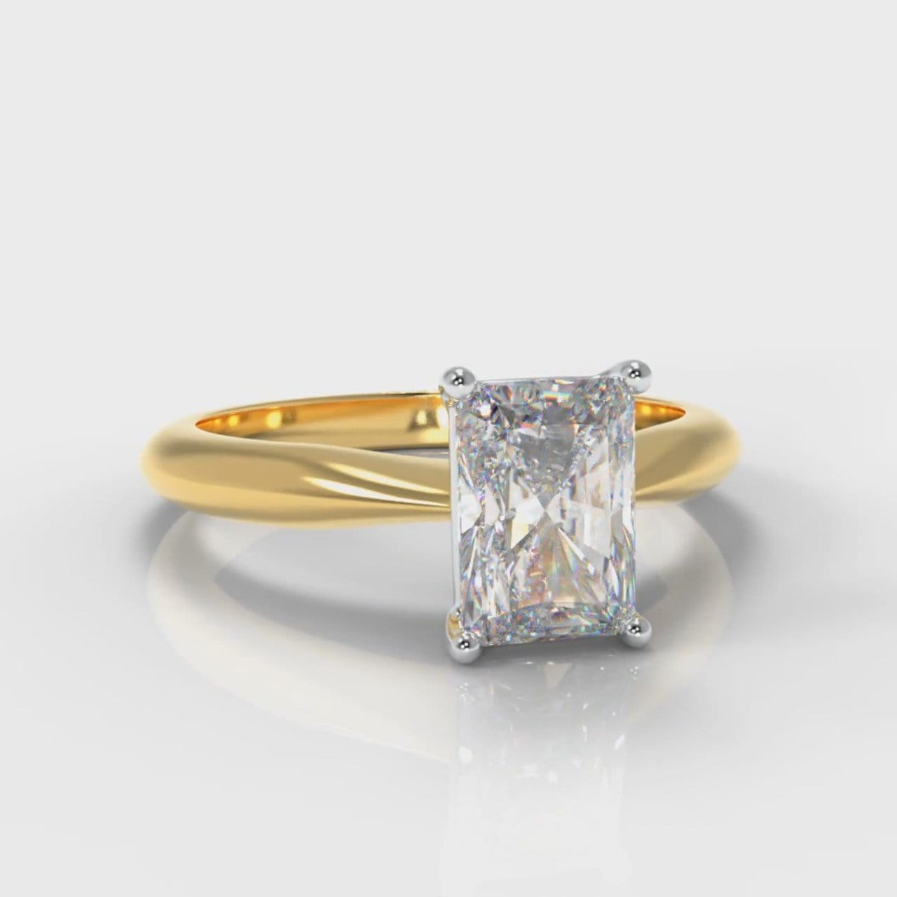 Carrée Solitaire Radiant Cut Diamond Engagement Ring - Yellow Gold