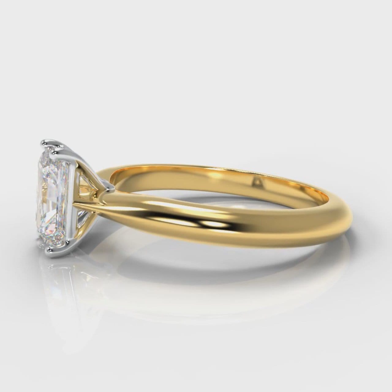 Carrée Solitaire Radiant Cut Diamond Engagement Ring - Yellow Gold