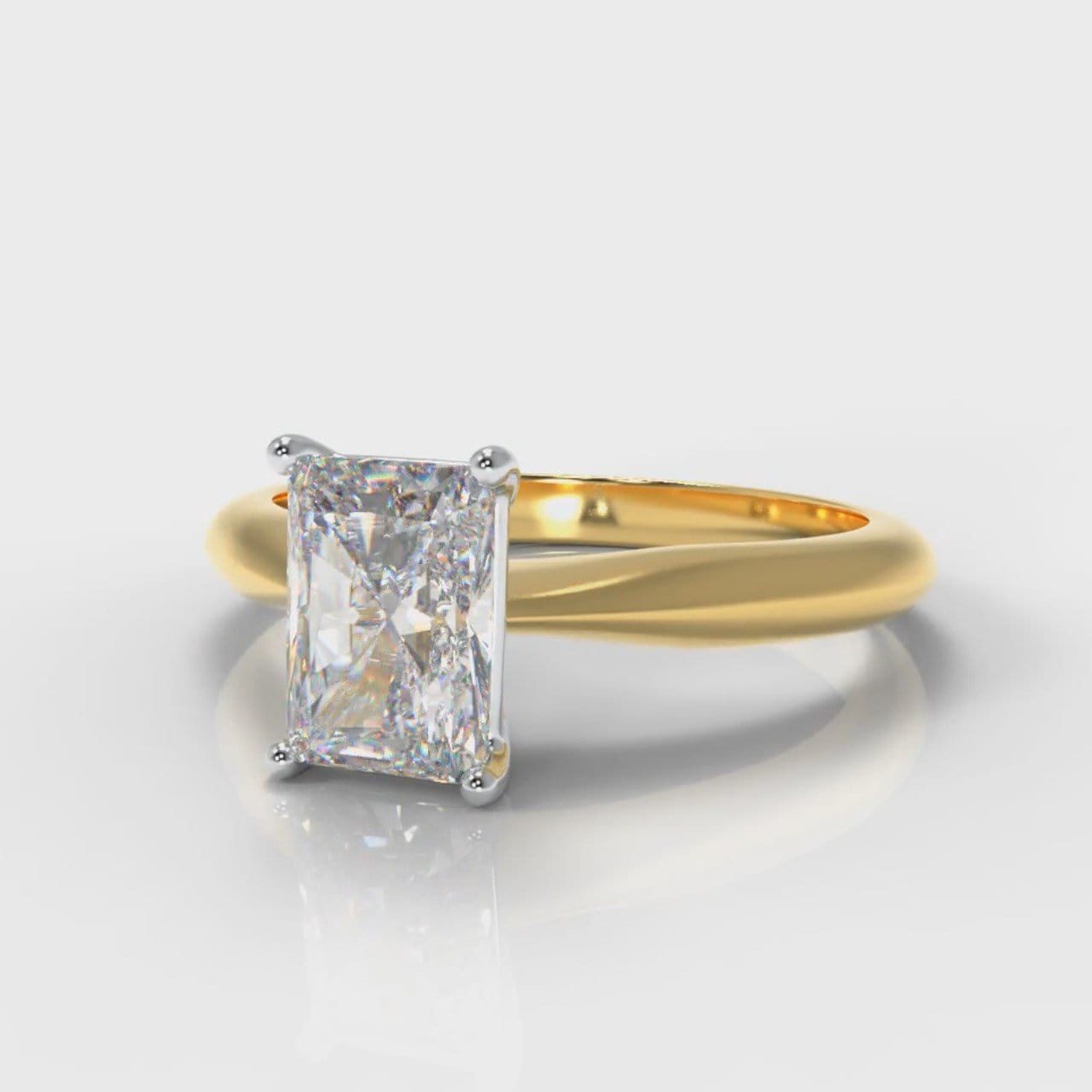 Carrée Solitaire Radiant Cut Diamond Engagement Ring - Yellow Gold