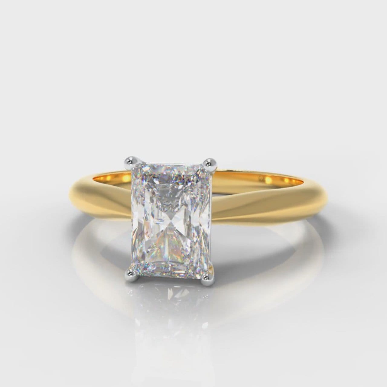 Carrée Solitaire Radiant Cut Diamond Engagement Ring - Yellow Gold