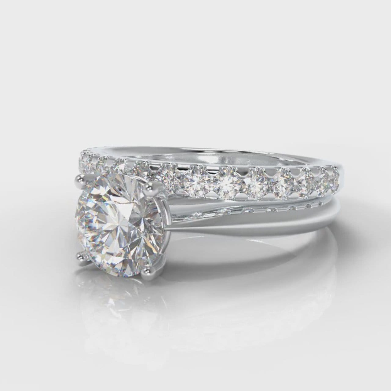 Carrée Solitaire Round Brilliant Cut Diamond Bridal Set