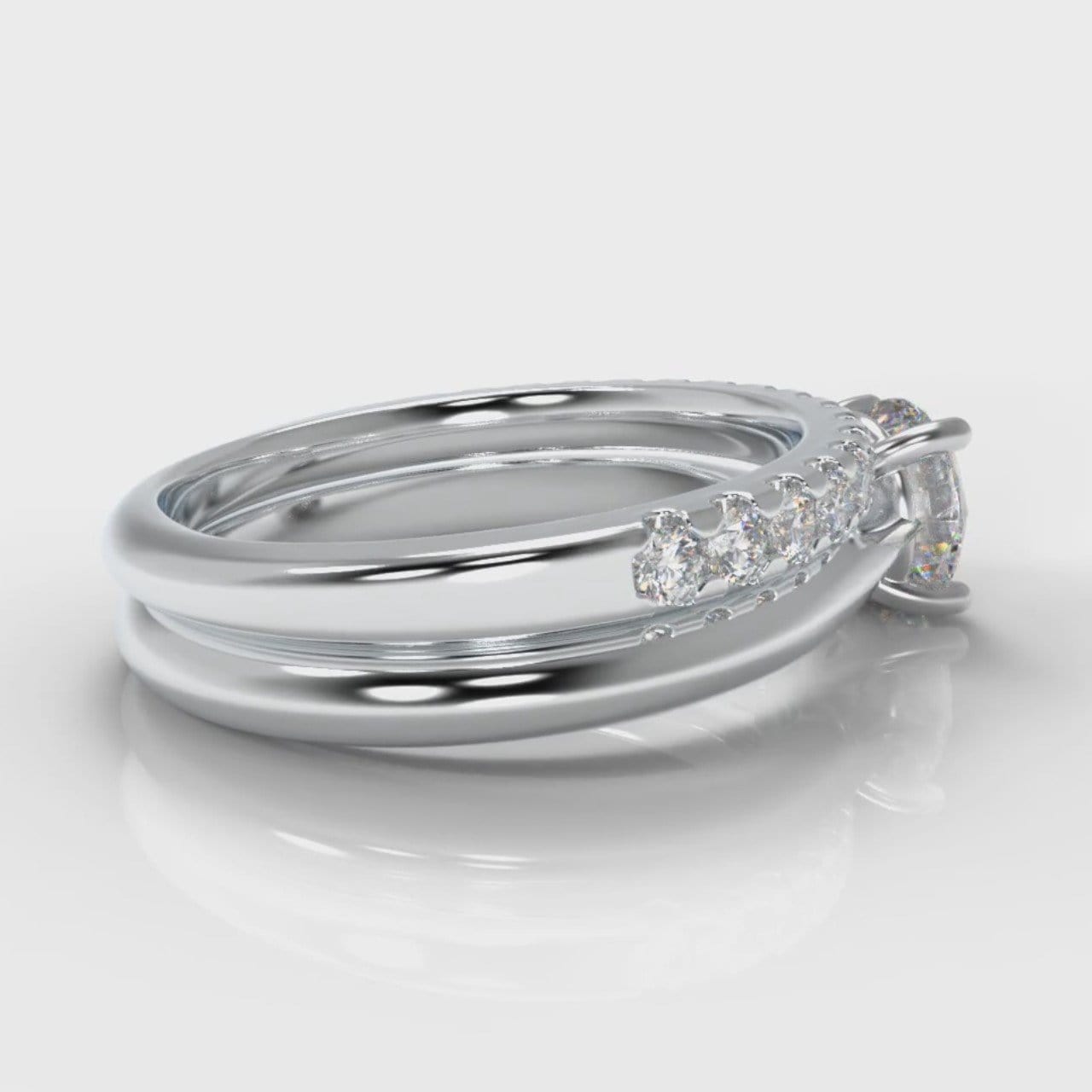 Carrée Solitaire Round Brilliant Cut Diamond Bridal Set