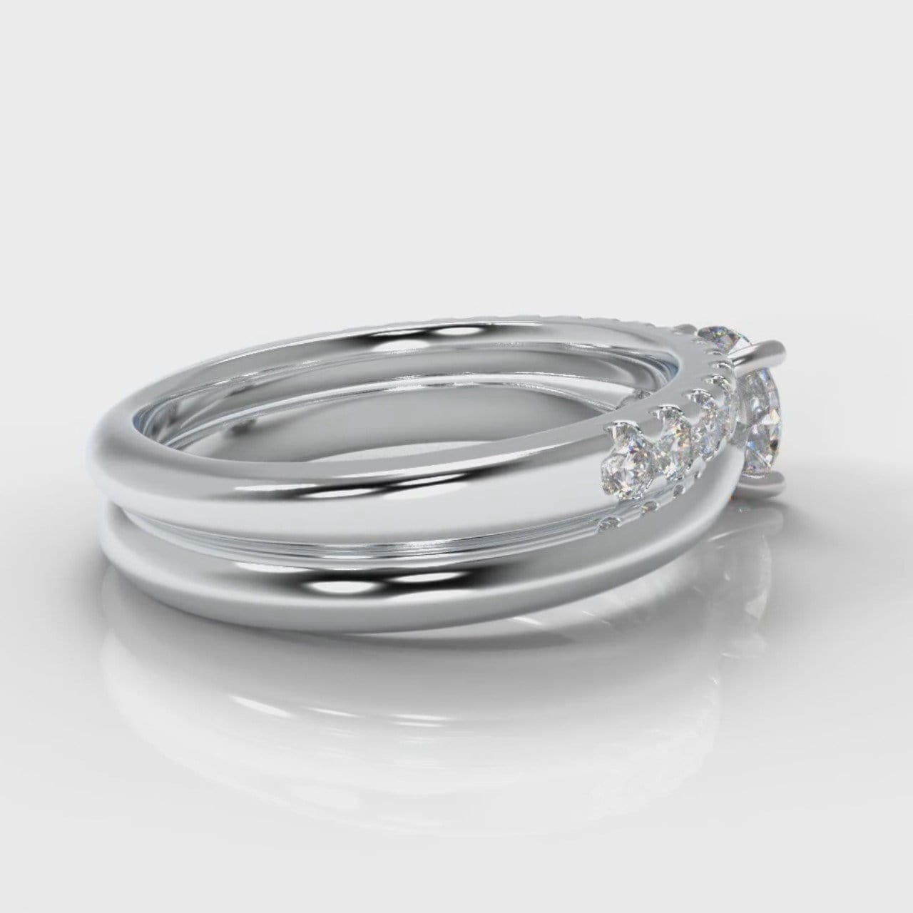 Carrée Solitaire Round Brilliant Cut Diamond Bridal Set
