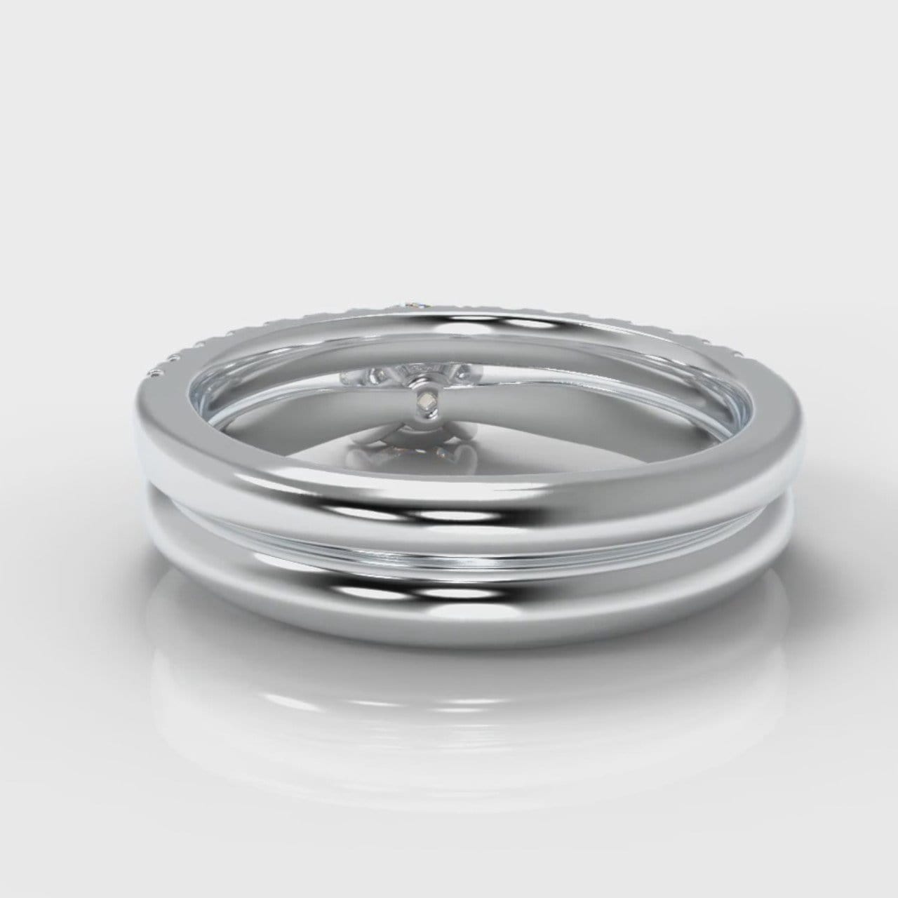 Carrée Solitaire Round Brilliant Cut Diamond Bridal Set