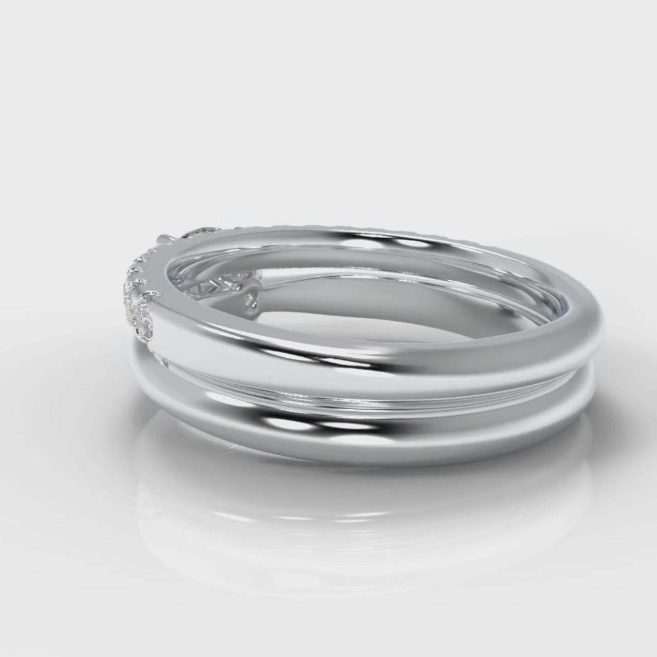 Carrée Solitaire Round Brilliant Cut Diamond Bridal Set