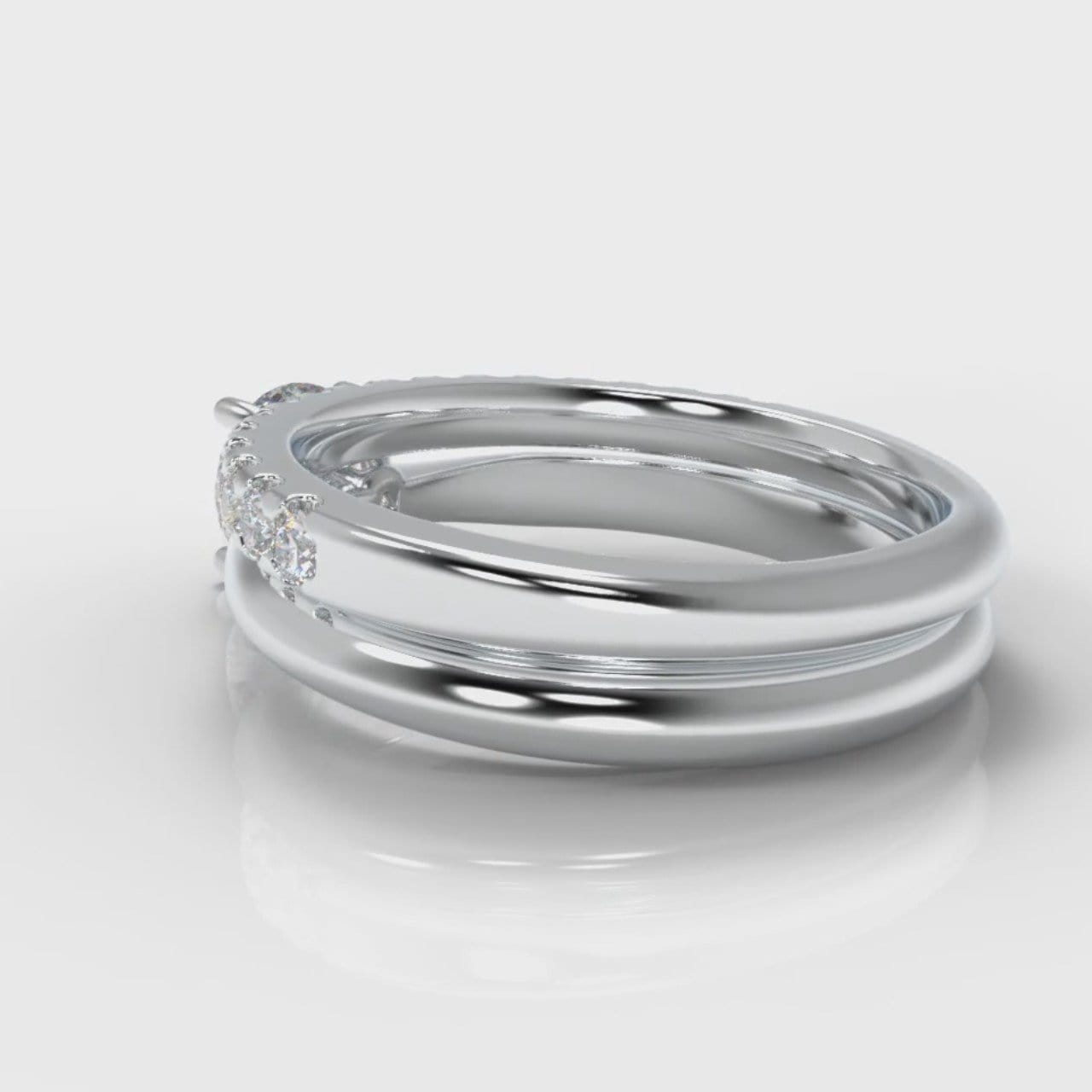 Carrée Solitaire Round Brilliant Cut Diamond Bridal Set