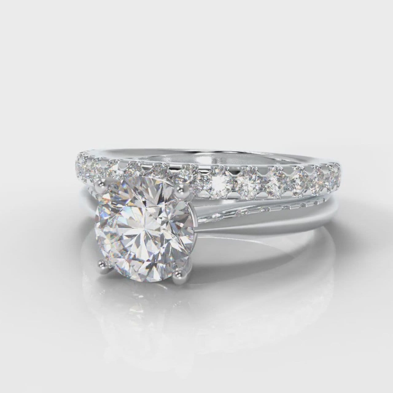 Carrée Solitaire Round Brilliant Cut Diamond Bridal Set