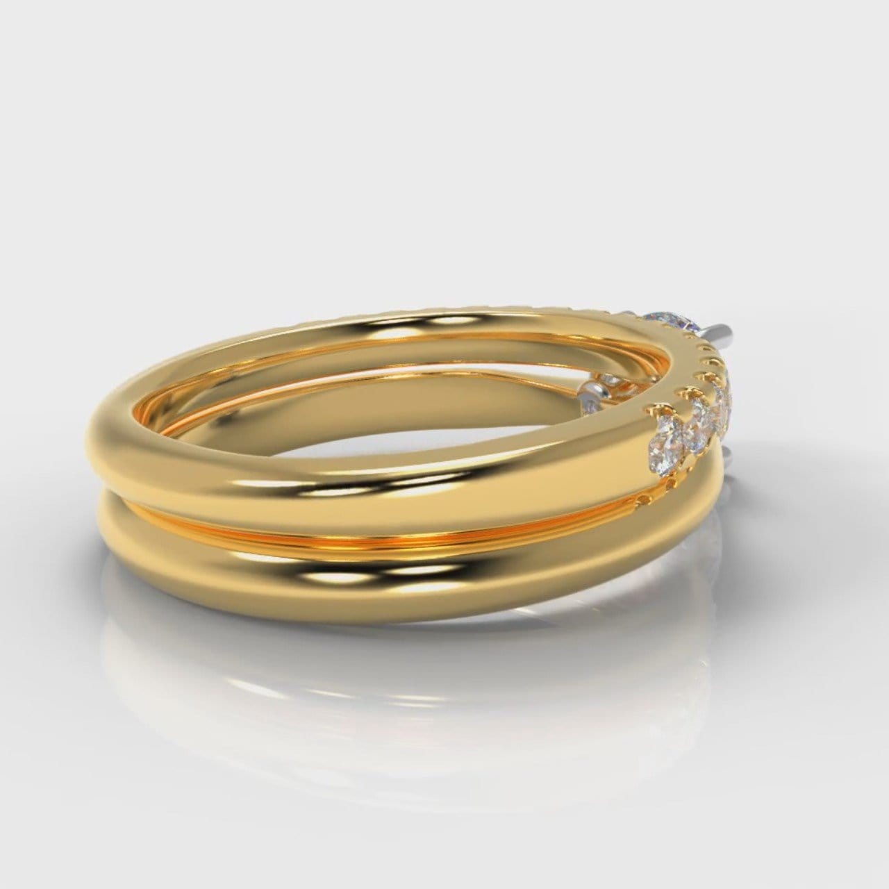 Carrée Solitaire Round Brilliant Cut Diamond Bridal Set - Yellow Gold