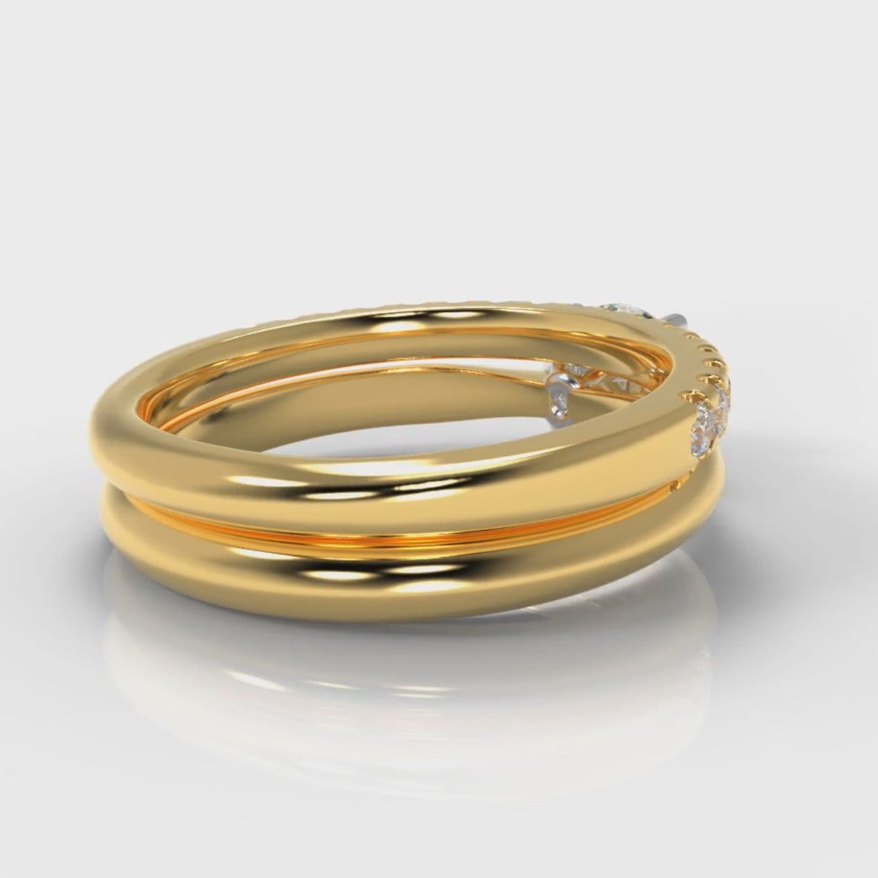 Carrée Solitaire Round Brilliant Cut Diamond Bridal Set - Yellow Gold