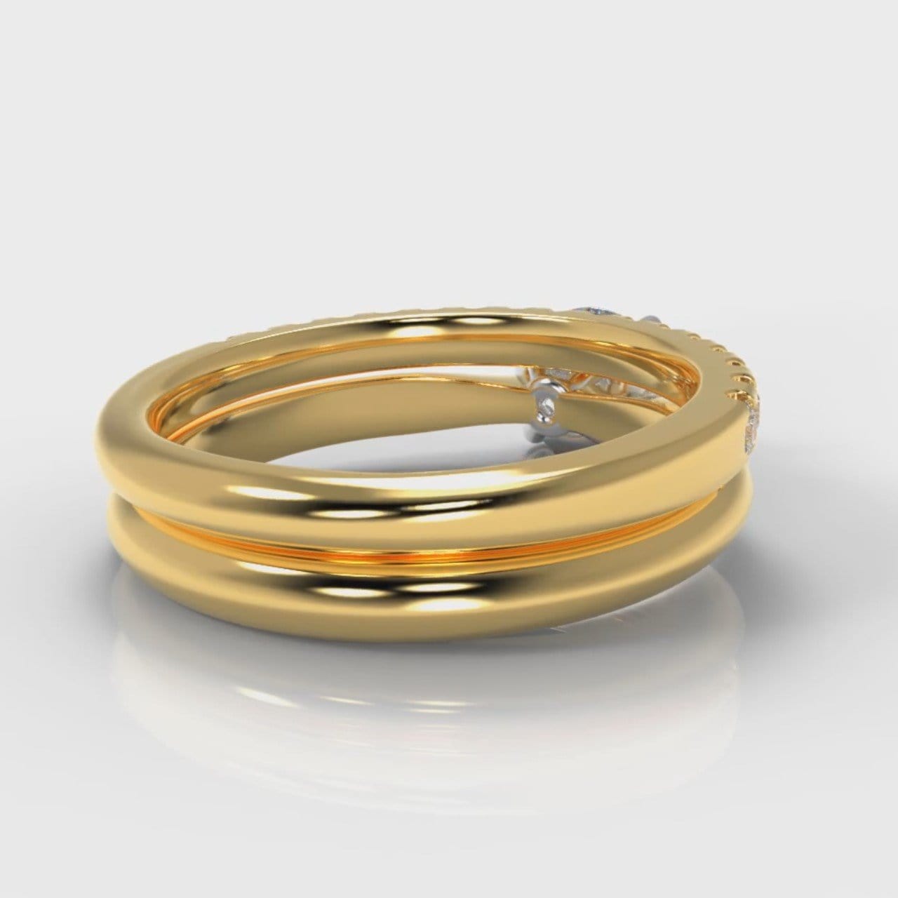 Carrée Solitaire Round Brilliant Cut Diamond Bridal Set - Yellow Gold