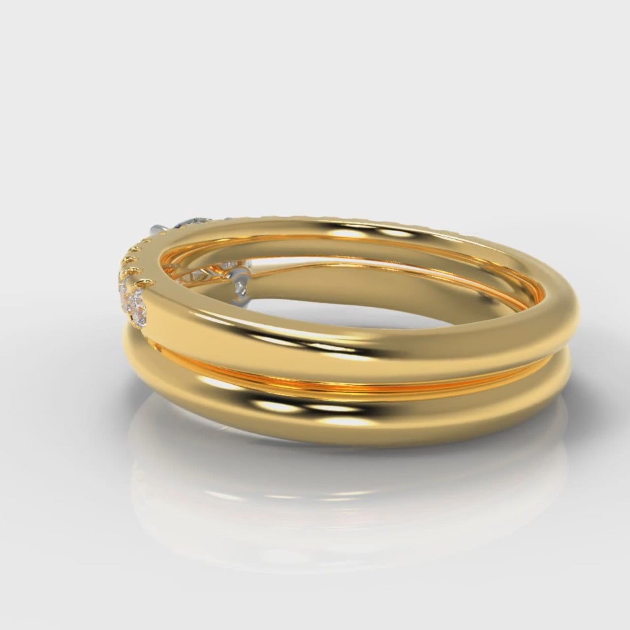 Carrée Solitaire Round Brilliant Cut Diamond Bridal Set - Yellow Gold