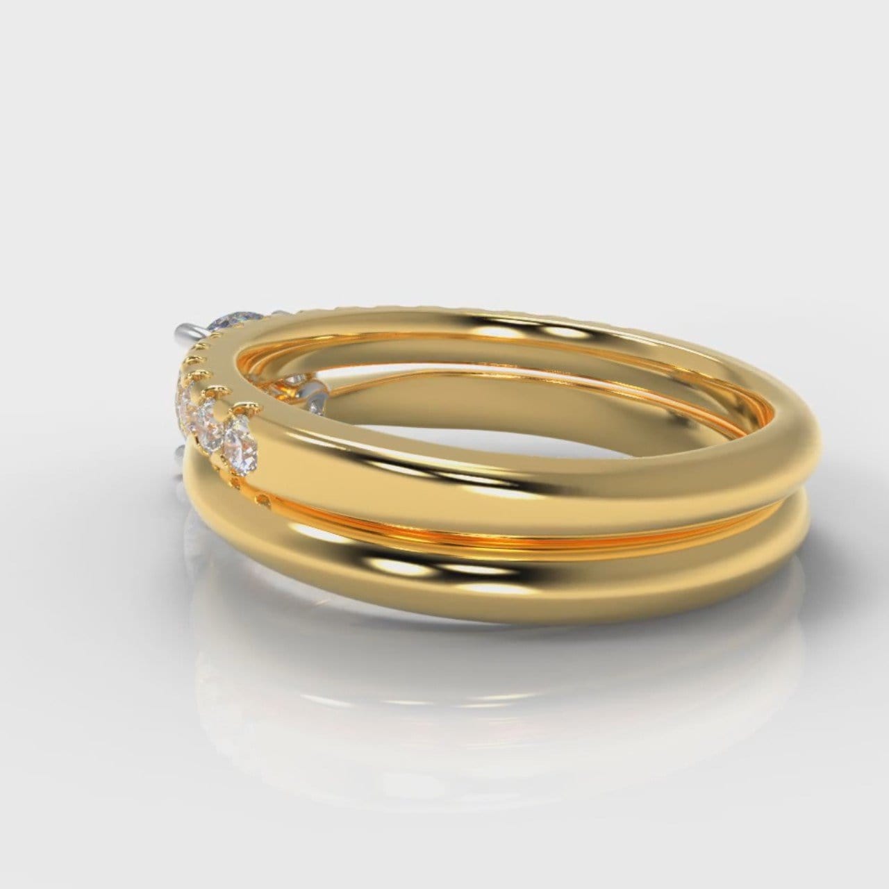 Carrée Solitaire Round Brilliant Cut Diamond Bridal Set - Yellow Gold