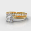Carrée Solitaire Round Brilliant Cut Diamond Bridal Set - Yellow Gold