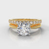 Carrée Solitaire Round Brilliant Cut Diamond Bridal Set - Yellow Gold